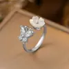 Anel de Zircônia Micro-Pavimentado para Dedo Indicador Feminino, Anel de Dedo Indicador de Luxo Leve da Moda para Mulheres com Abertura Ajustável