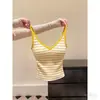Top de Tirantes Tejido a Rayas Chic Estilo Retro de Hong Kong para Mujer, Nuevo Top Ajustado sin Mangas con Tirantes de Puro Deseo