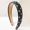 Diadema Heming estilo coreano moda estilo ins color sólido lunares diadema de piel PU, accesorio para el cabello de alta gama, exquisito y versátil para mujer