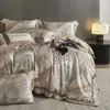 Funda de edredón de algodón puro de alta gama europea para todas las estaciones, sábana bajera de algodón completo, amigable con la piel, satén, para dormir sin ropa, algodón de fibra larga, algodón australiano, juego de cuatro piezas