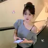 Camiseta Básica Coreana Ins de un Hombro Manga Corta para Mujer, Verano Más Vendido Ajustada y Adelgazante Versátil para Estudiantes