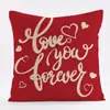 Funda de Almohada de Lino Polar Corto para San Valentín Funda de Cojín Decorativa para Sala de Estar Sofá Mesita de Noche Pareja