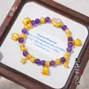 Puzuo Cor Forte Conserva Cor Ouro Areia Diamante Estrela Lua Lírio-do-Vale Pulseira Multi-Tesouro Nove Ametista Fogo Púrpura Pulseira Versátil para Mulheres