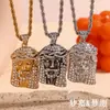 Colgante de Marca Retro Hip Hop Callejero Europeo y Americano Acero Inoxidable Chapado en Oro de 18K Cara Completamente Diamantada Cadena Retorcida Collar para Hombre