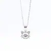 Beixi Joyería de Plata S925 Collar Inteligente Corazón Palpitante de Gato Femenino Dibujo Animado Diamante Brillante Lindo Casual Joyería de Plata