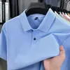 Fábrica Original 100% Algodão Polo Verão Meia-Manga para Meia-Idade Novas Camisetas Casuais Masculinas com Gola e Cor Lisa