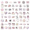 63 piezas de pegatinas de acuarela morado pastel con tema de mejor amiga, que incluyen frases en inglés, moños, postres y elementos femeninos para scrapbooking