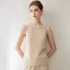 100% cachemir hecho con hilo Consinee, nuevo camisón de punto sin mangas de ajuste slim para mujer otoño/invierno con cuello en U