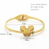 Desempaquetado Medieval Joyería Pegatina Pulsera de Cuero Oro 18K Acero de Titanio Lindo Mickey Pulsera con Ranura DIY Pulsera con Apertura de Diamante