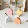 Molde de Flor de Gesso Aromático Vaso DIY Coração Flor Arco-Íris Casa Vaso Recipiente para Flores Molde de Silicone