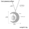 Collar Colgante Anillo de Acero Inoxidable Chapado en Oro Geométrico de Estrella y Luna de Circonita Nuevo Europeo y Americano Conjunto de Joyería para Dama