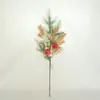 Decoraciones Navideñas de Agujas de Pino Artificiales Transfronterizas, Accesorios de Rama de Pino Individuales, Flores Navideñas de Plástico, Piñas, Decoraciones Festivas