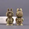 Popular Muñeca Pequeña Transfronteriza Latón Puro Labubu Retro Decorativo Escritorio Mascota de Té Artesanías Adornos de Cobre