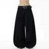 Calça Ocidental Retrô Americana de Cintura Inclinada com Duas Pregas e Perna Larga Corte Tesoura para Homens e Mulheres Senso de Design Solta Casual para o Dia a Dia Calça com Caimento