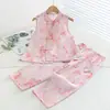 Traje de Algodón y Seda para Niñas Hanfu Qingdao Algodón Artificial Disfraz Tradicional Chino para Niños Bebé Niña Verano Dos Piezas Traje Tang