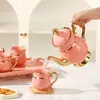 Juego de Tetera y Tazas de Cerámica de Alto Valor de Color Frío para Sala de Estar del Hogar, Simple, Creativo, Juego de Té