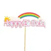 Decoración para Pastel de Cumpleaños Rosa Azul Fresco Nubes de Tres Capas Arcoíris Sol Enchufe Decorativo