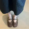 Zapatos bajos de suela plana para mujer con correa tejida estilo francés, novedad Otoño 2026, antideslizantes, versátiles para el día a día, zapatos Mary Jane para mujer