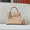 Piel de Vaca de Togo Hilo de Cera Cosido a Mano Costura Interior Bolso Clásico Kelly Platino Bolso de Hombro Cruzado para Mujer 28cm