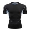 Camiseta de verano de secado rápido para hombre, para gimnasio, correr, entrenamiento al aire libre, elástica, transpirable, deportiva, ajustada, de manga corta