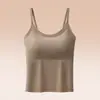Camisola de seda helada talla extra con copas de sujetador incorporadas, camiseta sin costuras de capa base para mujer, adecuada para usar sola o como capa interior