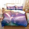 Fornecimento transfronteiriço de roupa de cama lixamento de quatro peças personalizado unicórnio impressão de três peças folhas de capa de colcha de três peças