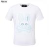 Psy Venta al por Mayor Marca Americana de Moda Cho Bun Camiseta Colorida Calavera Conejo Degradado Estampado de Letras Estilo de Pareja Manga Corta Ny