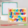 Jogo de Blocos de Construção de Corda de Correspondência de Madeira Dupla Face Tabuleiro de Desenho Digital de Letras para Crianças Educação Infantil Quebra-Cabeça Intelectual Brinquedo de Quebra-Cabeça