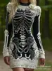 Estación Internacional Tk Vestido de Esqueleto de Moda para Mujer de Halloween Estilo Gótico Ajustado Fiesta de Fantasmas