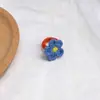 Anillo de Flor Tejido de Lana Hecho a Mano Transfronterizo de Amazon Anillo Lindo Corazón de Chica de Primavera Accesorios Versátiles de Color Contrastante