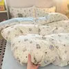 Juego de ropa de cama de cuatro piezas estilo rústico 100% algodón, ropa de cama fresca y sencilla de algodón puro para dormitorio, juego de sábana y funda de edredón, modelo para todas las estaciones, venta al por mayor