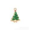 Série Árvore de Natal Acessórios de Joias de Liga Metálica com Gotejamento de Óleo DIY Chaveiro Brincos Pingente Decorações de Natal Pingente