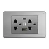 Tomada de interruptor de aço inoxidável escovado cinza 15A padrão americano multi-três furos tailandês USB seis furos padrão de mesa 110V