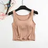 Camisole de Viscose Atacado Primavera e Verão, Cintura Curta, Comprimento até a Cintura, com Sutiã Embutido e Bojos, Cropped Sexy para Mulheres