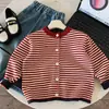 Cárdigan Suéter Otoño e Invierno Muye para Niños y Niñas, Ropa Infantil Estilo Perezoso, Chaqueta de Punto Rayada Estilo Coreano, Top para Bebé