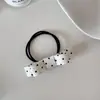 Pasador de Pelo con Lazo de Puntos Blancos y Negros Estilo Coreano, Peine para Flequillo Lateral, Pinza Versátil para Cola de Caballo, Elástico Elegante para el Cabello para Mujeres