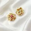 Cobre Banhado a Ouro Zircônia de Alta Retenção de Cor Contas Espaçadoras Trevo de Duas Fileiras Acessórios para Joias Artesanais DIY Fabricante Atacado