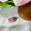Novo Colar de Pedra Natural Quadrada Pequena 2023 Pingente de Ágata Cristalino sem Forma Feminino Sete Cores Explosões