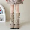 Calcetines para Niños Estilo Otoño e Invierno Calcetines Apilados Calcetines de Lana Tejidos para Niñas de Media Pantorrilla Lolita Cubrecalcetines Gruesos Cálidos