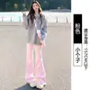 Calça de moletom branca pantalona para mulheres, coleção outono/inverno 2025, forrada com fleece, cintura alta, modelagem que emagrece, feita de algodão de alta qualidade, joggers casuais