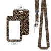 Porta Credencial Estampado de Leopardo Transfronterizo, Insignia de Empleado Estilo Ins, Credencial de Trabajo con Correa, Clip Trasero de Metal, Porta Credencial Retráctil