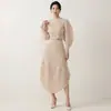 Conjunto de Ropa para Mujer de Calidad Boutique Issey Miyake con un Diseño Único para el Trabajo, que Incluye una Camiseta Irregular, un Top de Manga Larga y una Falda para Primavera