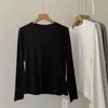 Camiseta de Manga Larga con Cuello Redondo, Hombro Recto y Hombro Estándar, Suave y Pegajosa, Estilo Coreano para Mujer, Nueva Llegada de Otoño, Ropa Interior, Alta Calidad, Versátil, Camiseta Base