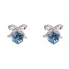 Brincos de Tarraxa Minimalistas Frescos com Laço Cravejado de Diamantes e Cristais para Mulheres Agulha de Prata S925 Simples Versáteis Brincos de Alta Qualidade Atacado