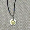Colar de prata 925 com pingente de contas de transferência do deus da riqueza amarelo estilo nacional acessórios de prata para mulheres corda pingente de marca redondo retrô