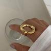 Acero de Titanio Estilo Extremadamente Simple Anillo Joker de Moda Exagerada Big O Estilo Europeo y Americano Geométrico Irregular Ovalado Hueco para Mujer