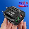 Cargador USB al por mayor transfronterizo carga rápida regulaciones europeas y americanas QC3.0 para Apple Huawei cabezal de carga de teléfono móvil uno arrastre tres