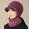 Gorro de invierno para mujer, forrado de polar para abrigar, gorro de punto para mujeres mayores, gorro de punto grueso para personas de mediana edad y mayores para proteger los oídos del frío.