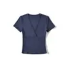 Ropa de Mujer al por Mayor Transfronteriza Estilo Europeo y Americano 2026 Primavera Nueva Elegante Ajustada de Línea Dividida Cuello Cruzado Camiseta de Manga Corta