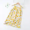 Algodão Novo vestido de gola redonda para meninas algodão artificial pijama infantil atacado